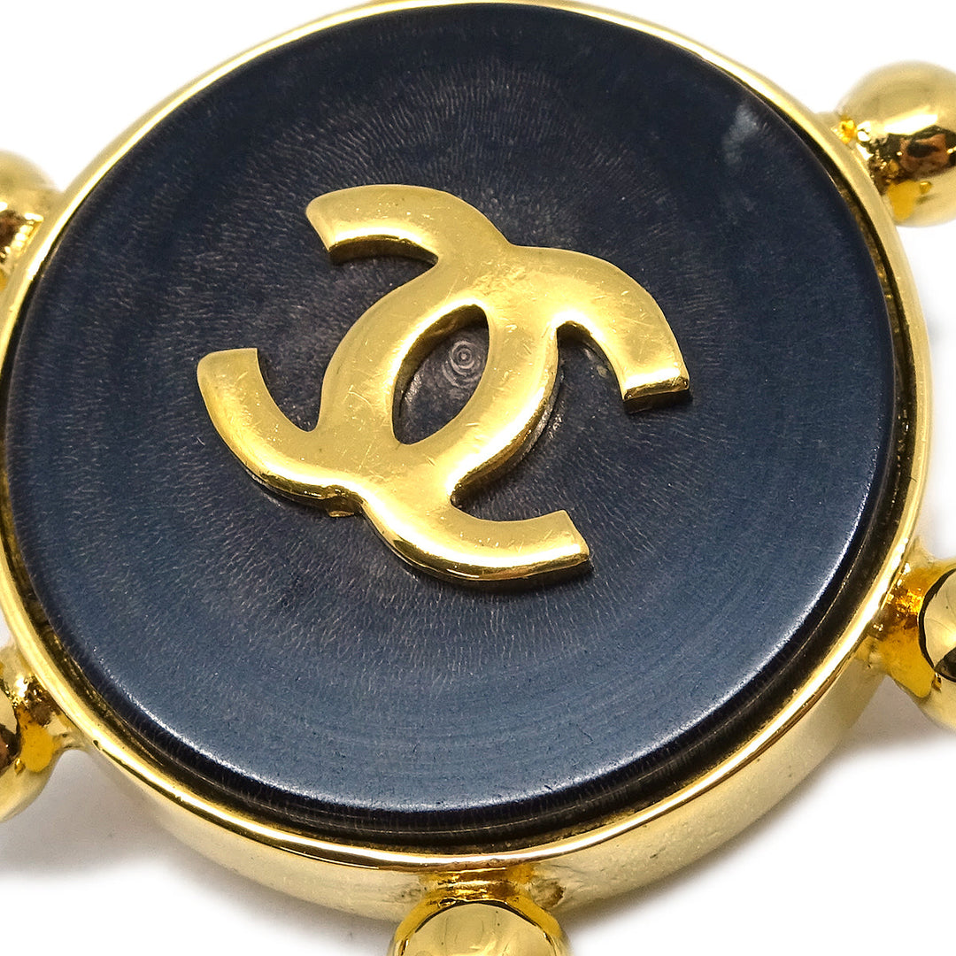 Top Quality Chanel Button Earrings Dark Brown
