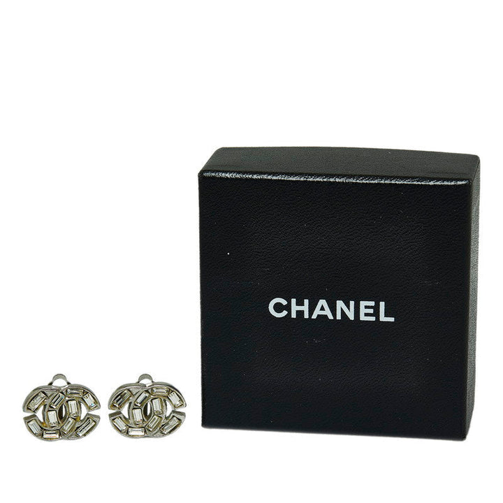 Top Quality Chanel Rhinestone Coca-Cola Earring Silver Metal  Chanel