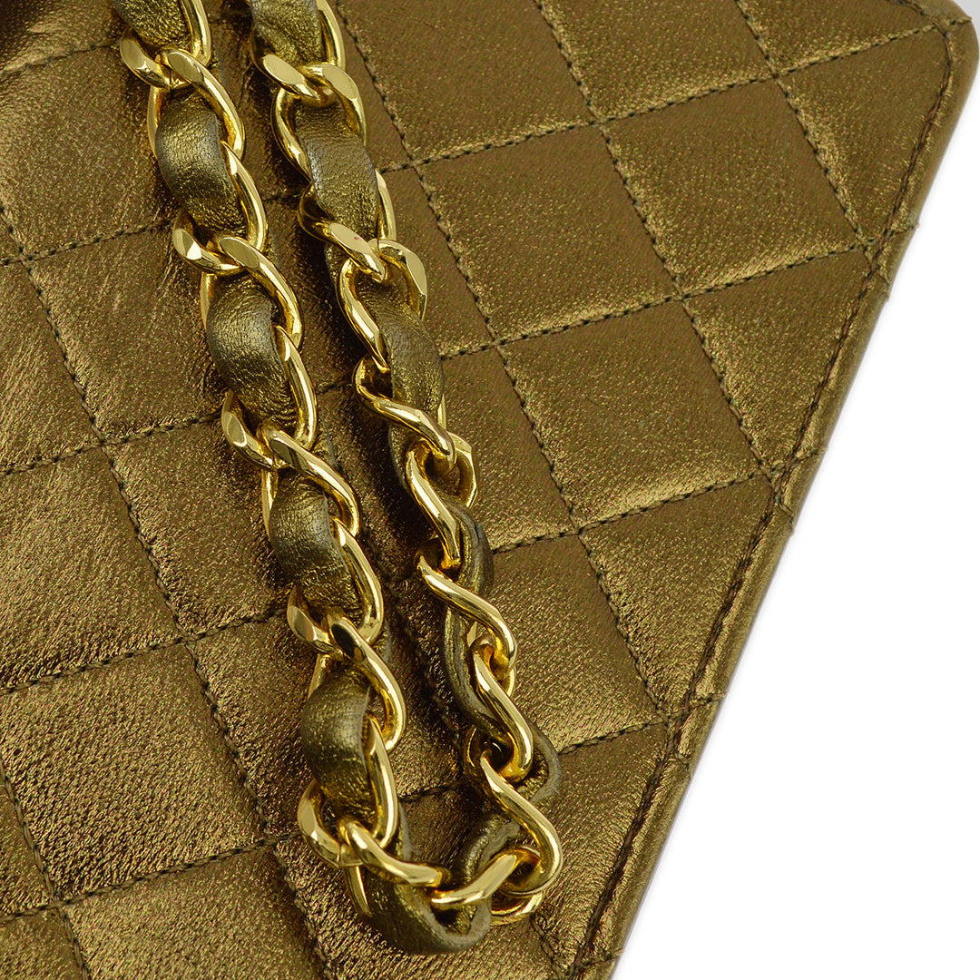 Top Quality Chanel Bronze Lambskin Straight Flap Chain Shoulder Bag