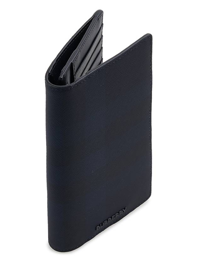 Burberry Coated Canvas Check Motif Long Wallet Navy
