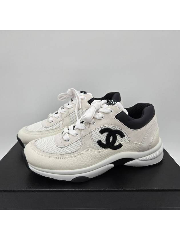 CC Logo Suede Tennis Low Top Sneakers Black Chanel