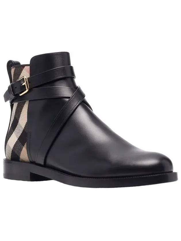 Burberry House Checked Leather Chelsea Boots Black