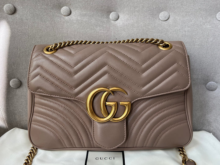 Gucci GG Dusty Pink Marmont Medium Shoulder Bag (RRP £2,070)