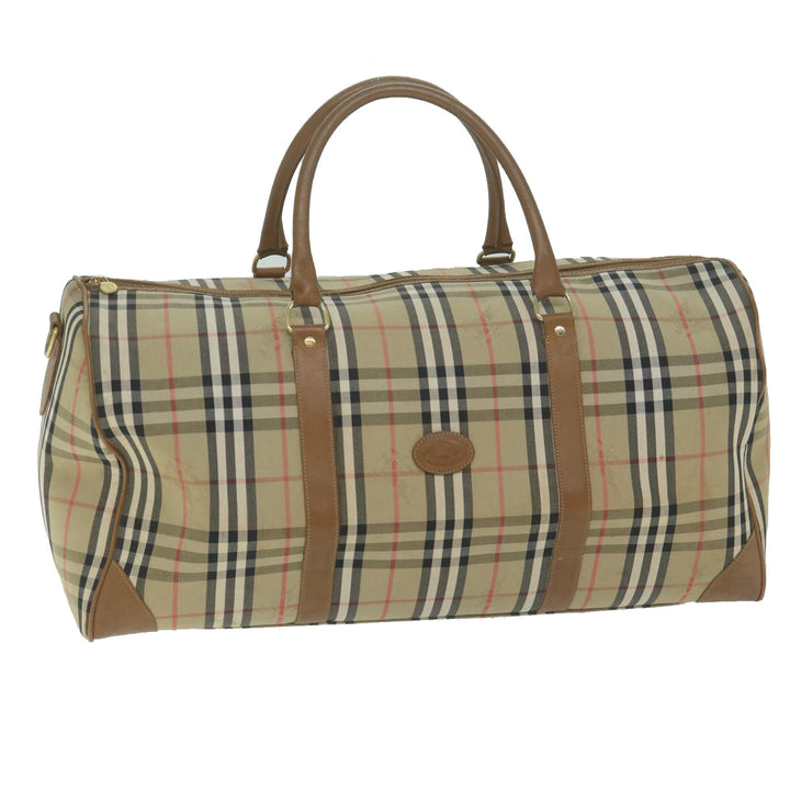 BURBERRYSs Nova Check Boston Bag Nylon Canvas Beige Auth 62118