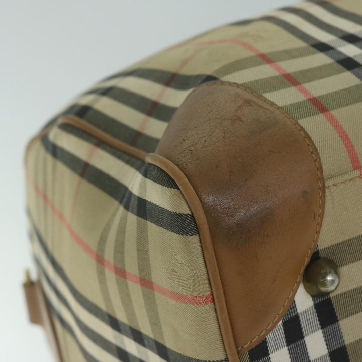BURBERRYSs Nova Check Boston Bag Nylon Canvas Beige Auth 62118