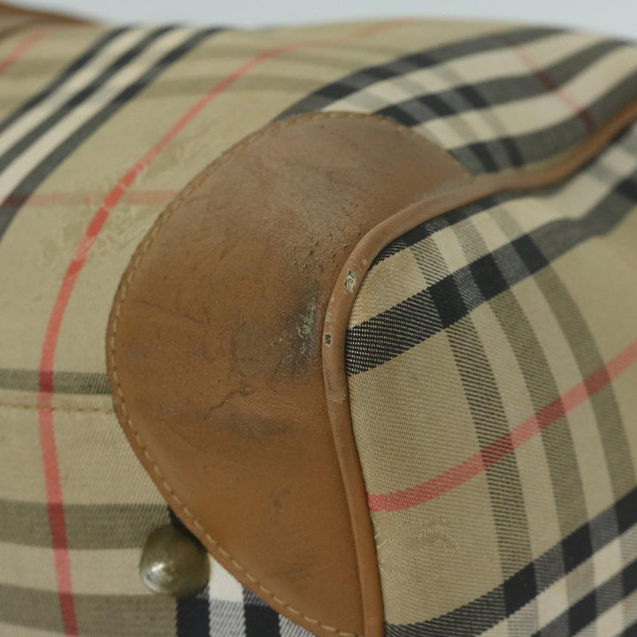 BURBERRYSs Nova Check Boston Bag Nylon Canvas Beige Auth 62118
