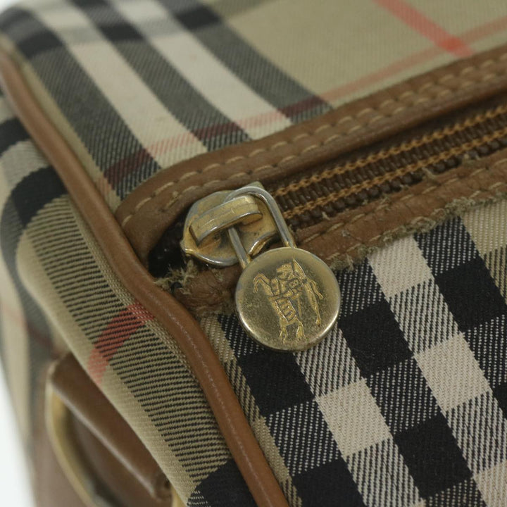 BURBERRYSs Nova Check Boston Bag Nylon Canvas Beige Auth 62118