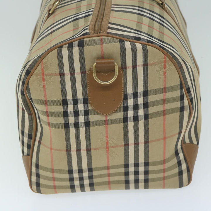 BURBERRYSs Nova Check Boston Bag Nylon Canvas Beige Auth 62118