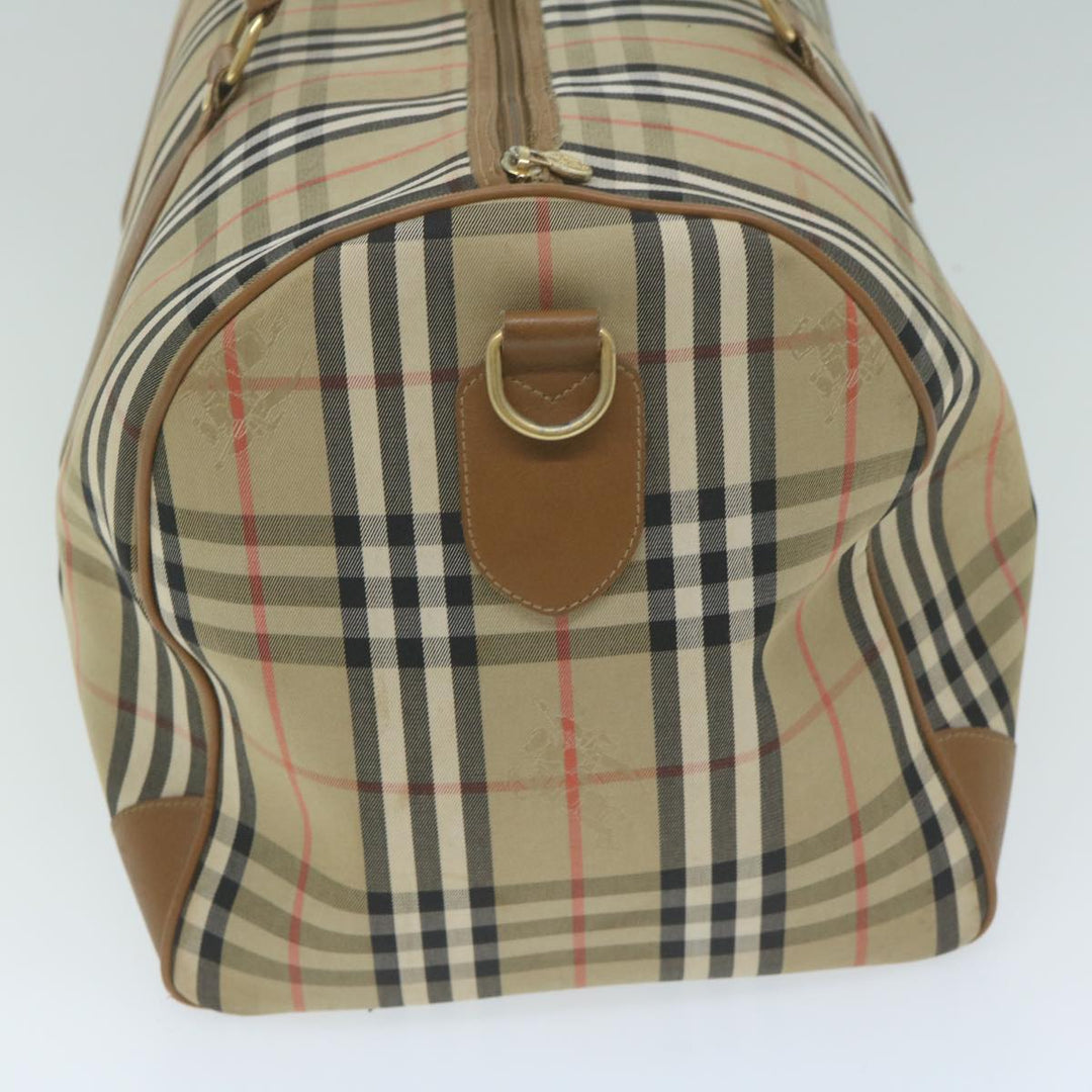 BURBERRYSs Nova Check Boston Bag Nylon Canvas Beige Auth 62118