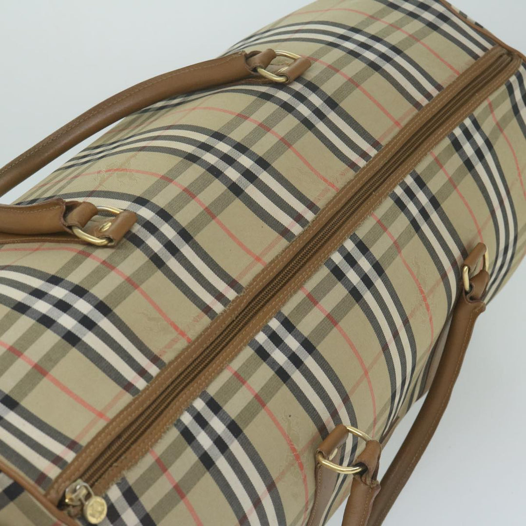 BURBERRYSs Nova Check Boston Bag Nylon Canvas Beige Auth 62118