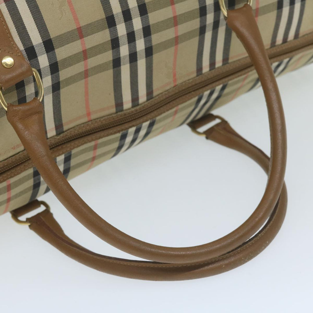 BURBERRYSs Nova Check Boston Bag Nylon Canvas Beige Auth 62118