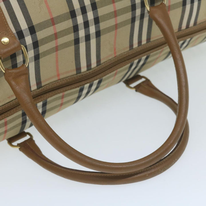 BURBERRYSs Nova Check Boston Bag Nylon Canvas Beige Auth 62118