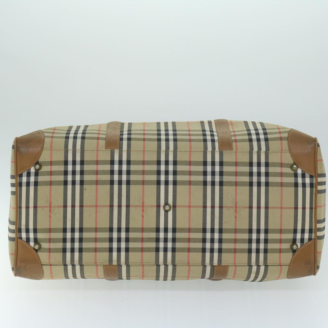 BURBERRYSs Nova Check Boston Bag Nylon Canvas Beige Auth 62118