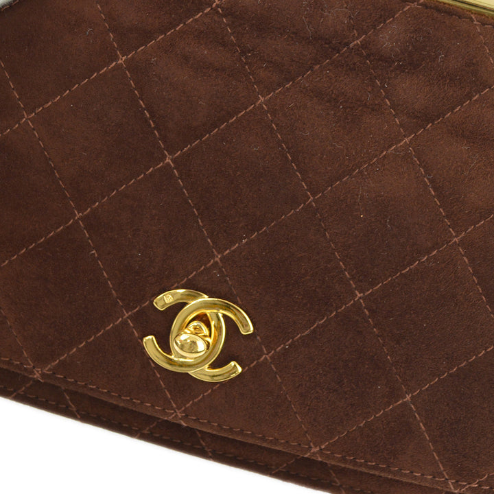 Top Quality Chanel Brown Suede Party Handbag