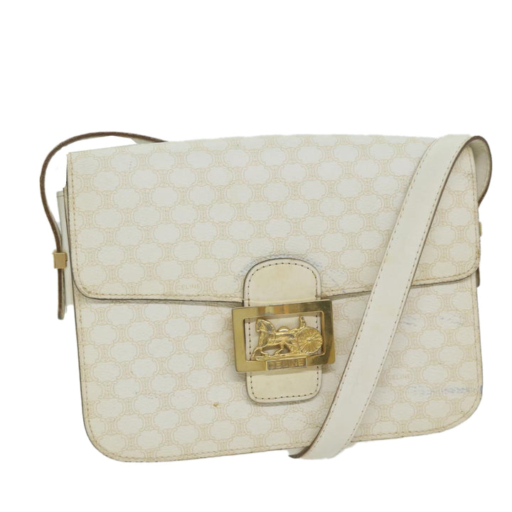 Celine Macadam Canvas Shoulder Bag PVC Leather Whe  62462