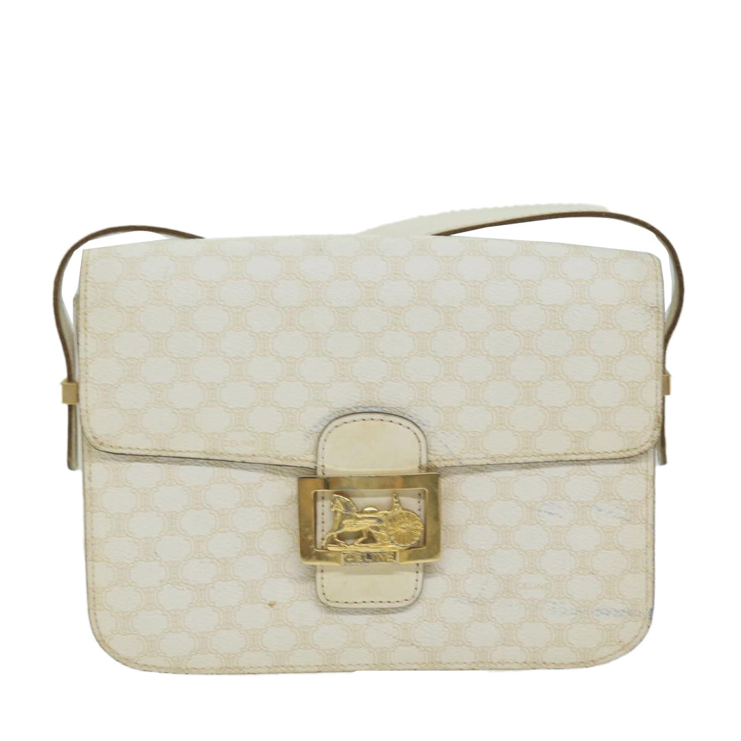 Celine Macadam Canvas Shoulder Bag PVC Leather Whe  62462