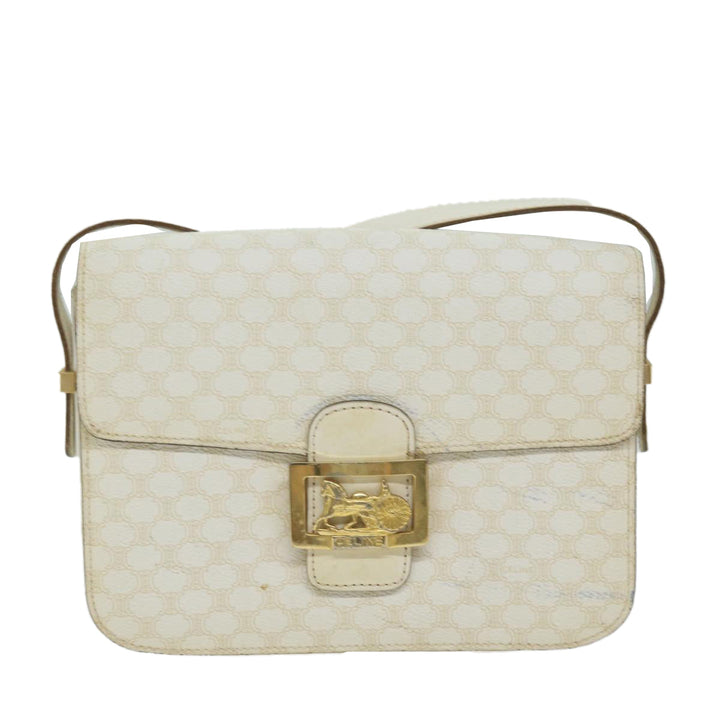 Celine Macadam Canvas Shoulder Bag PVC Leather Whe  62462