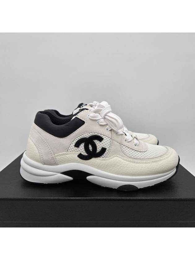 CC Logo Suede Tennis Low Top Sneakers Black Chanel