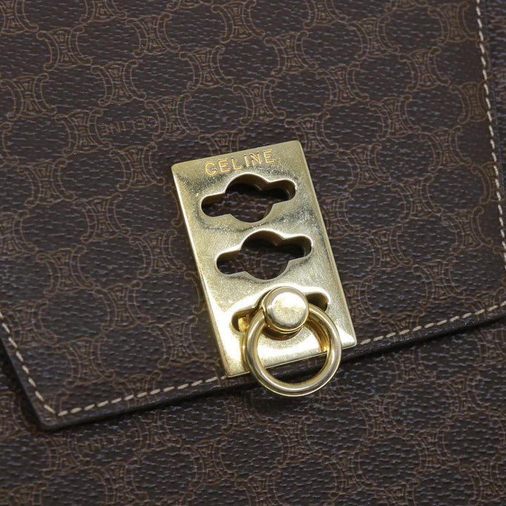 Celine Macadam Canvas Hand Bag PVC Leather 2way Brown  62493