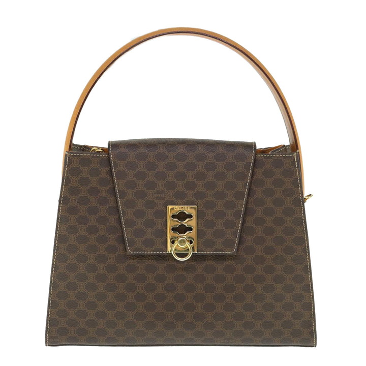 Celine Macadam Canvas Hand Bag PVC Leather 2way Brown  62493