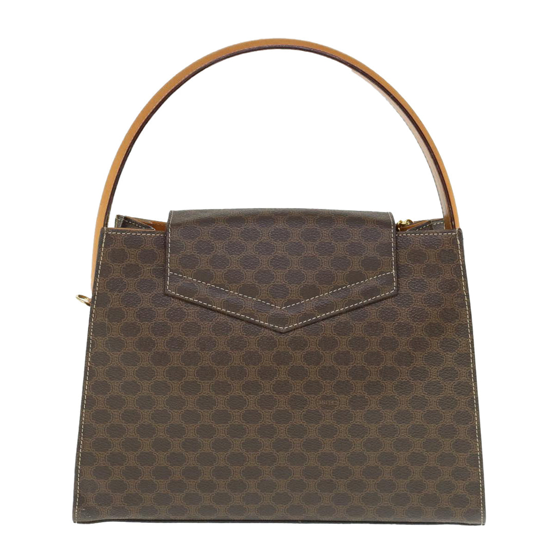 Celine Macadam Canvas Hand Bag PVC Leather 2way Brown  62493