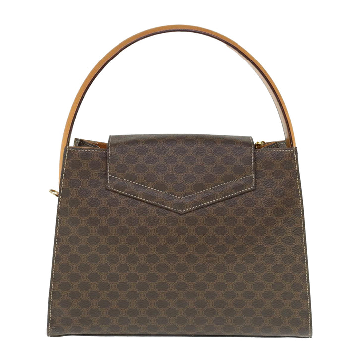 Celine Macadam Canvas Hand Bag PVC Leather 2way Brown  62493