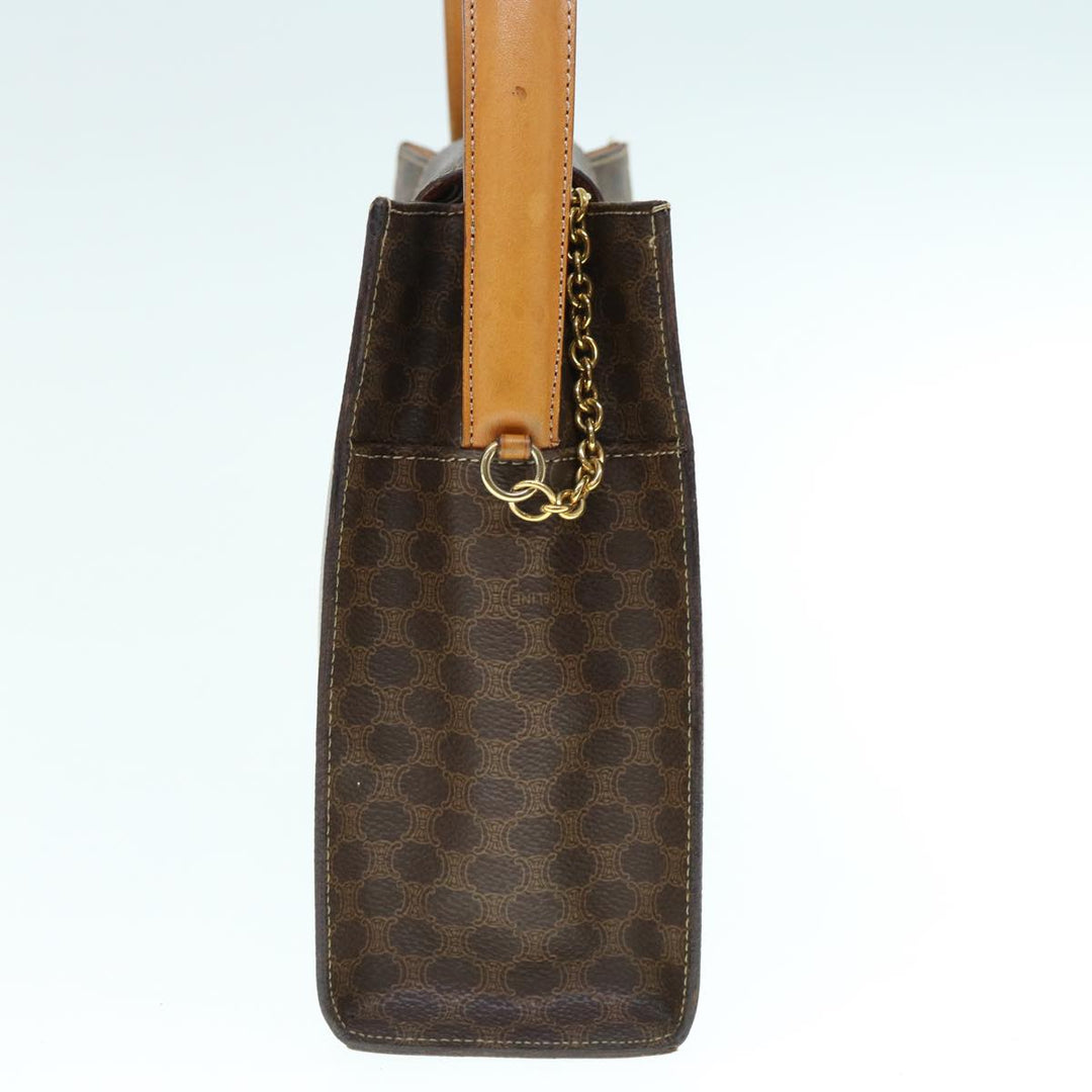 Celine Macadam Canvas Hand Bag PVC Leather 2way Brown  62493