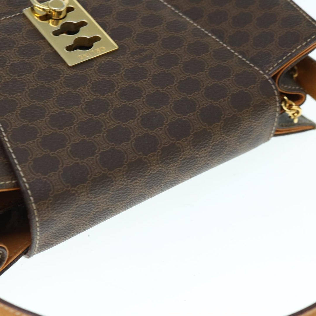 Celine Macadam Canvas Hand Bag PVC Leather 2way Brown  62493