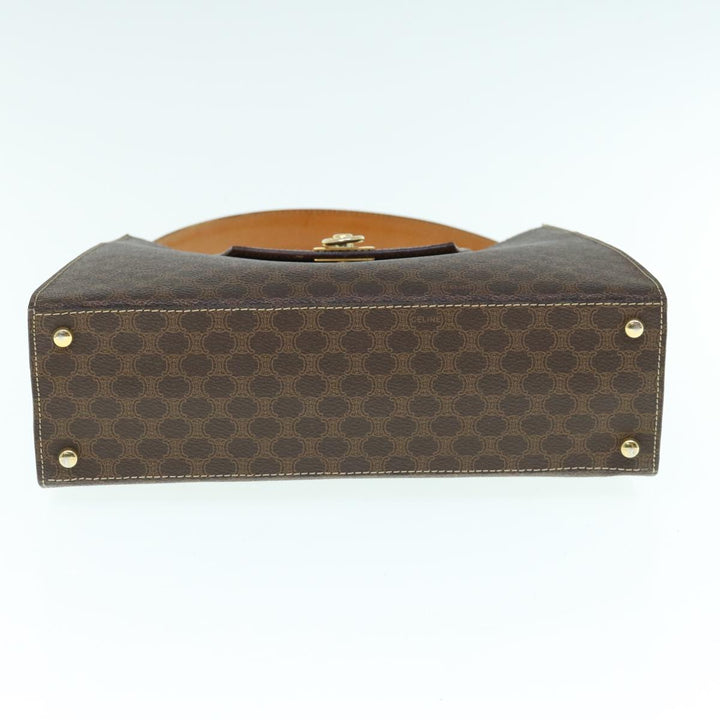 Celine Macadam Canvas Hand Bag PVC Leather 2way Brown  62493
