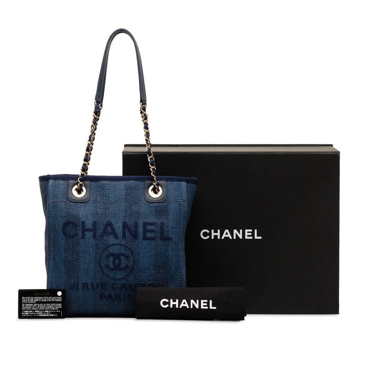 Top Quality Chanel Denim Doverville PM Shoulder Bag Navy Canvas Leather  Chanel