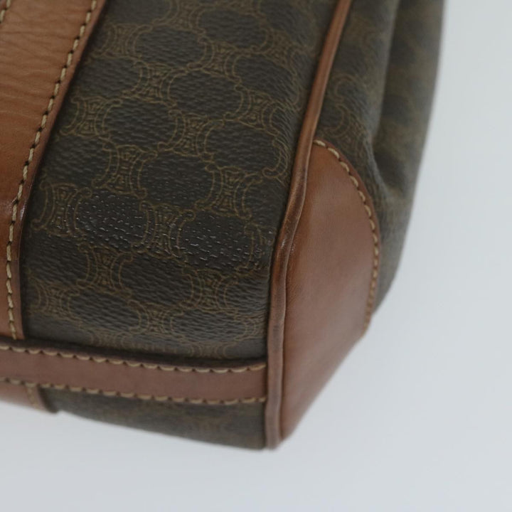 Celine Macadam Canvas Hand Bag PVC Leather Brown  62676