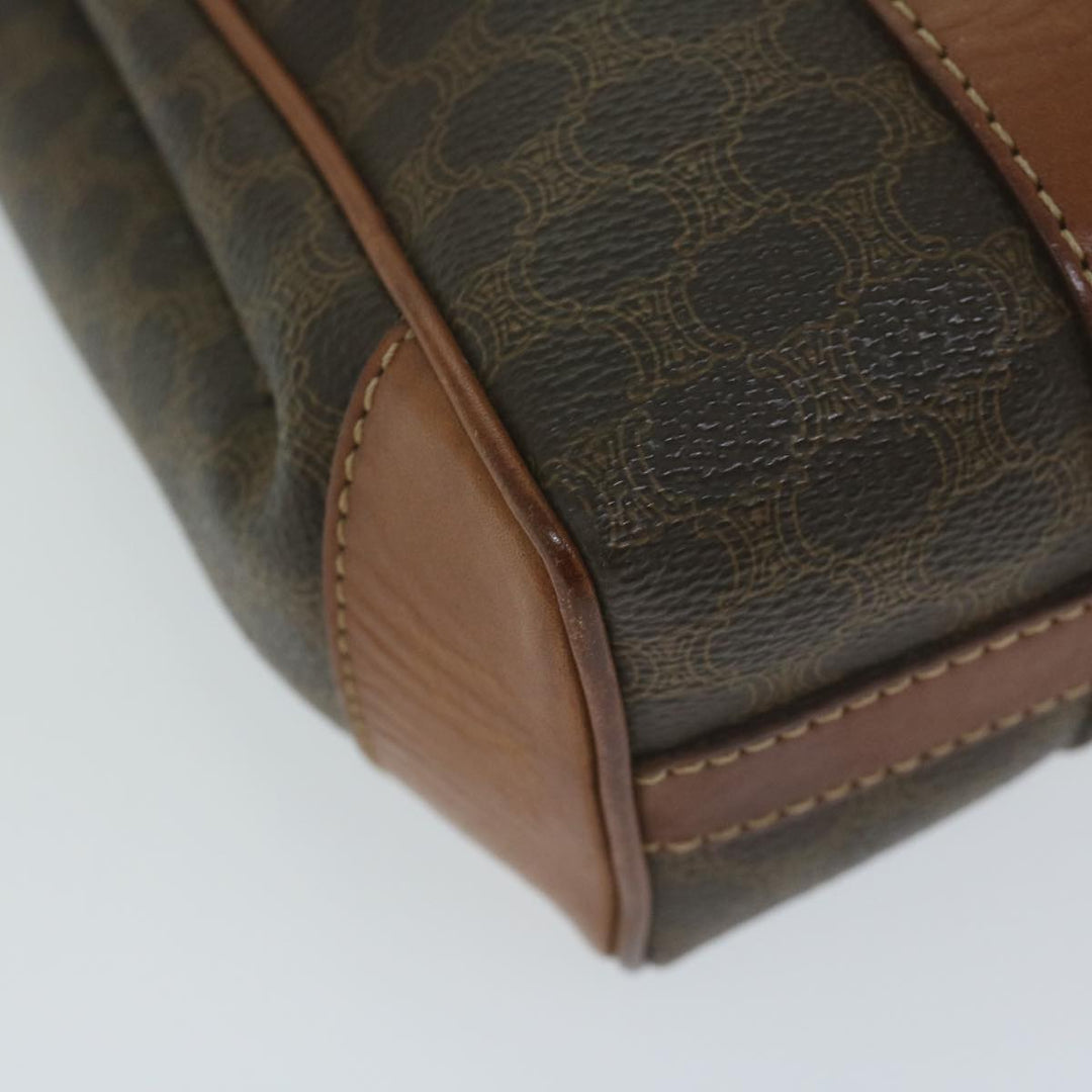 Celine Macadam Canvas Hand Bag PVC Leather Brown  62676