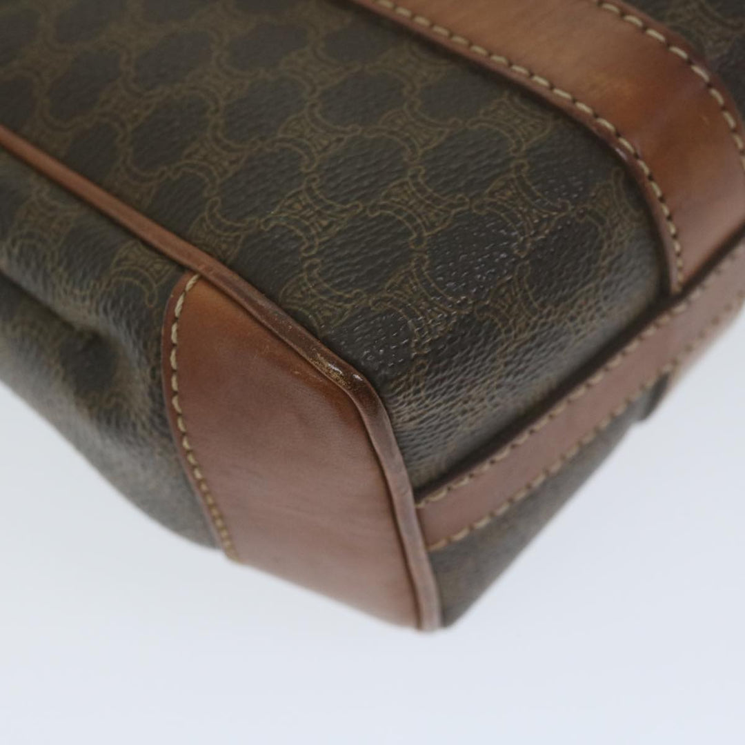 Celine Macadam Canvas Hand Bag PVC Leather Brown  62676