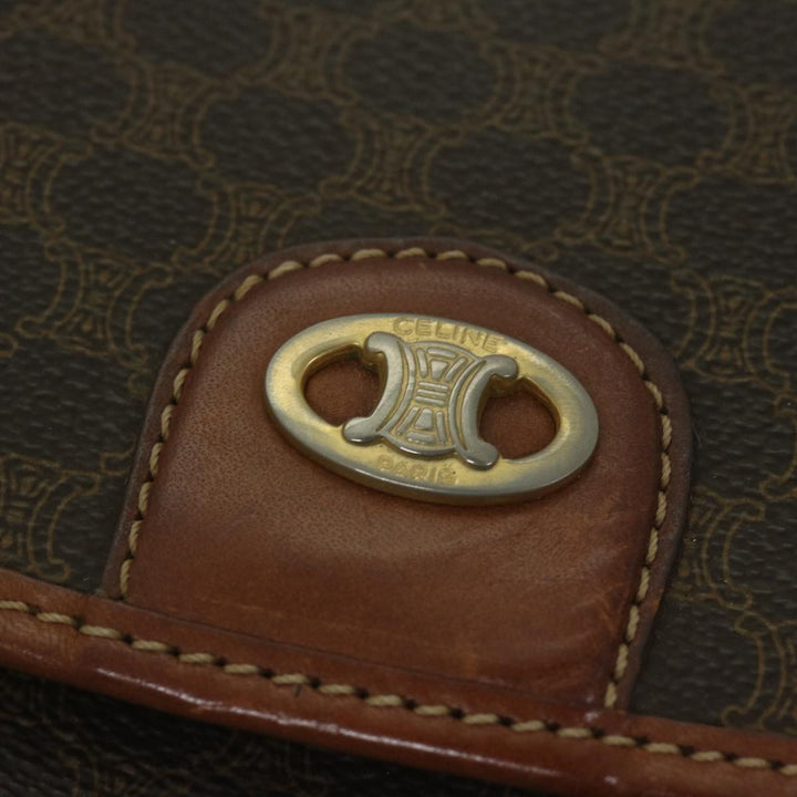 Celine Macadam Canvas Hand Bag PVC Leather Brown  62676