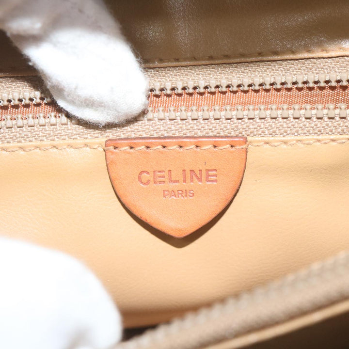 Celine Macadam Canvas Hand Bag PVC Leather Brown  62676