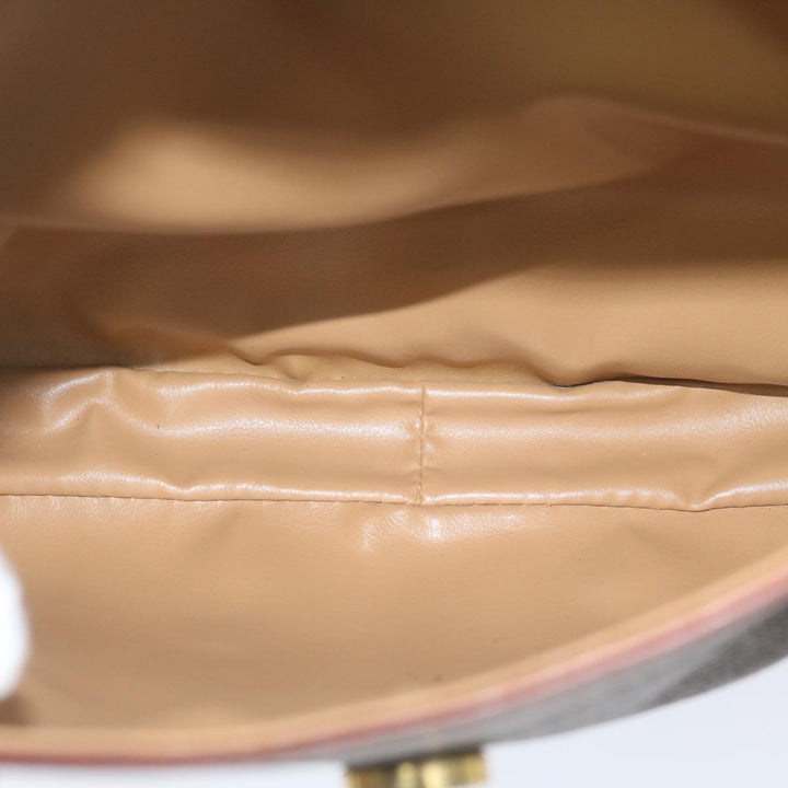Celine Macadam Canvas Hand Bag PVC Leather Brown  62676