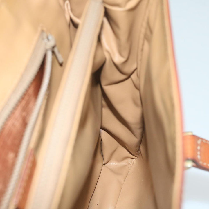 Celine Macadam Canvas Hand Bag PVC Leather Brown  62676