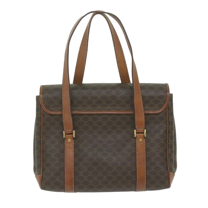 Celine Macadam Canvas Hand Bag PVC Leather Brown  62676