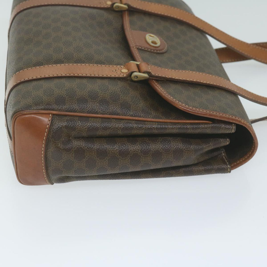 Celine Macadam Canvas Hand Bag PVC Leather Brown  62676