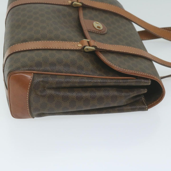 Celine Macadam Canvas Hand Bag PVC Leather Brown  62676