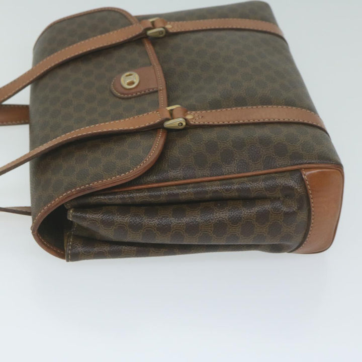 Celine Macadam Canvas Hand Bag PVC Leather Brown  62676