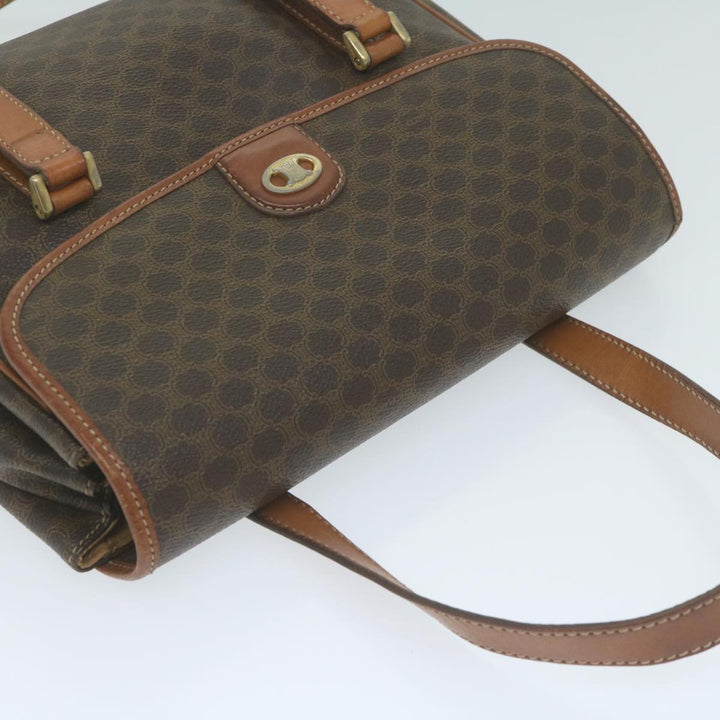 Celine Macadam Canvas Hand Bag PVC Leather Brown  62676