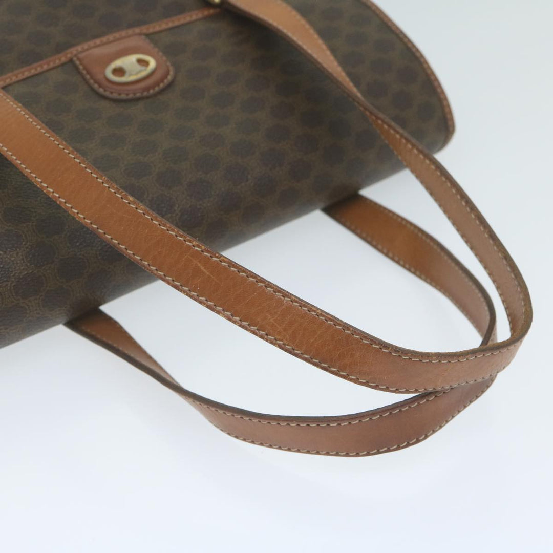 Celine Macadam Canvas Hand Bag PVC Leather Brown  62676