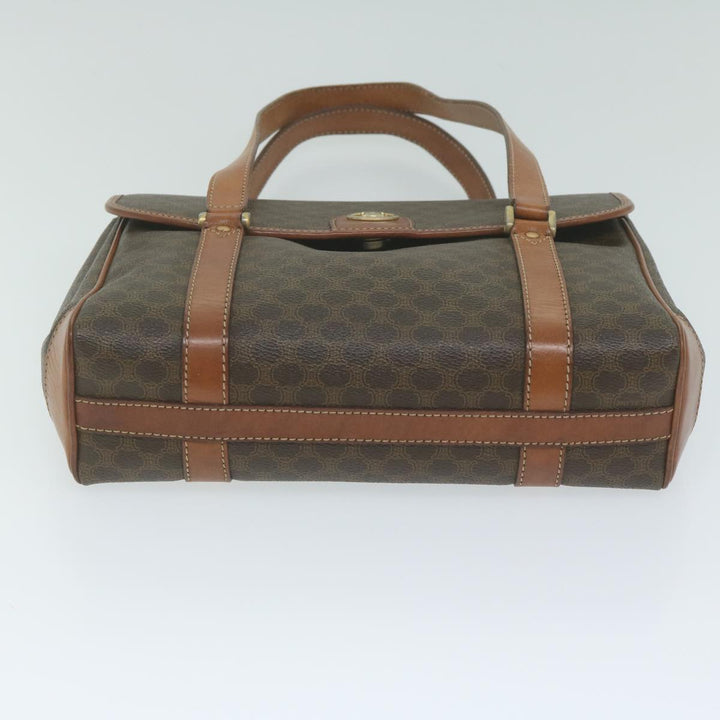 Celine Macadam Canvas Hand Bag PVC Leather Brown  62676