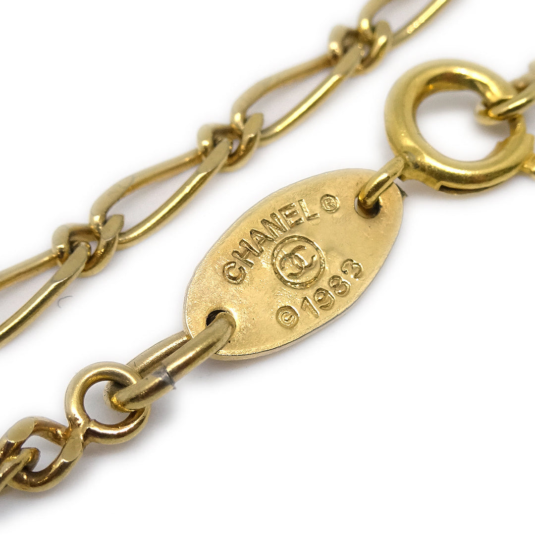 Top Quality Chanel Medallion Gold Chain Pendant Necklace 1983