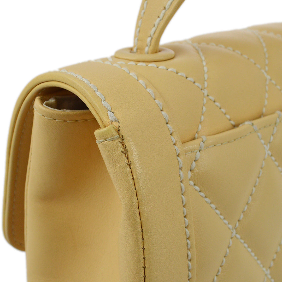 Top Quality Chanel 2005-2006 Beige Calfskin Wild Stitch Handbag