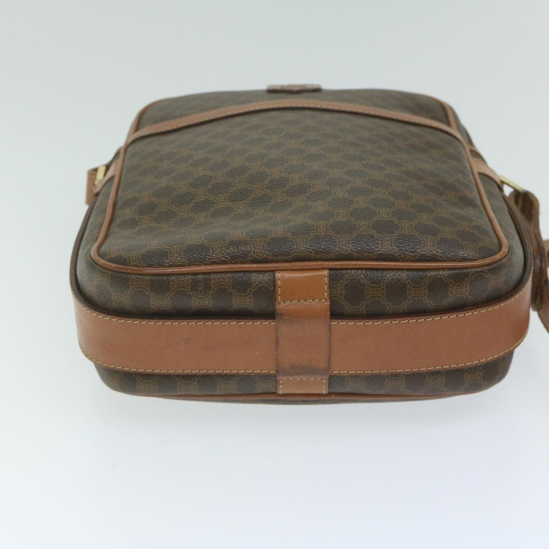 Celine Macadam Canvas Shoulder Bag PVC Leather Brown  62822