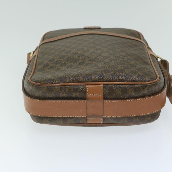 Celine Macadam Canvas Shoulder Bag PVC Leather Brown  62822