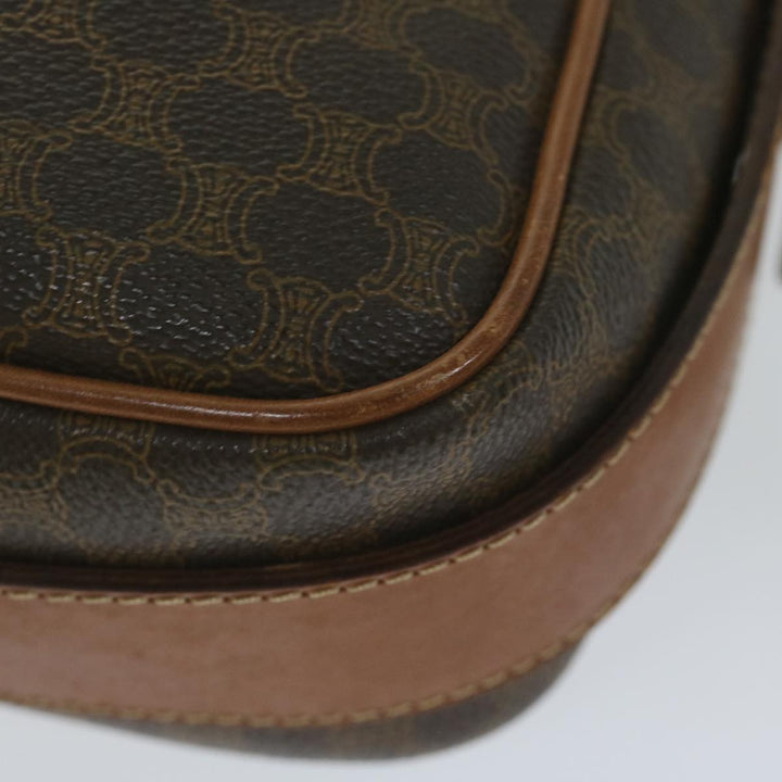 Celine Macadam Canvas Shoulder Bag PVC Leather Brown  62822