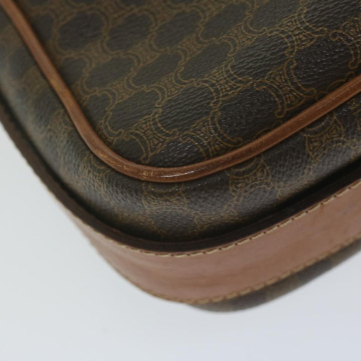 Celine Macadam Canvas Shoulder Bag PVC Leather Brown  62822